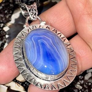 Blue Lace Agate Pendant 2 1/4”